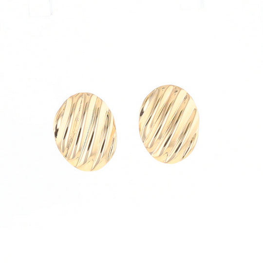 Gold Scorred Disc Stud Earrings