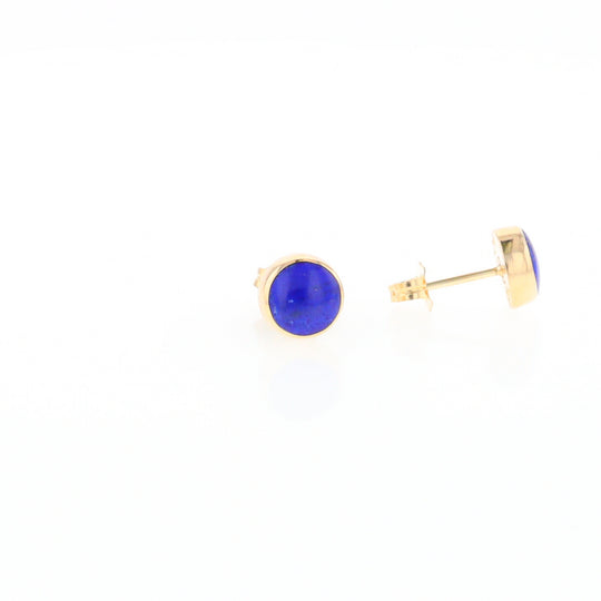 Lapis 6mm Round Inlaid Earrings