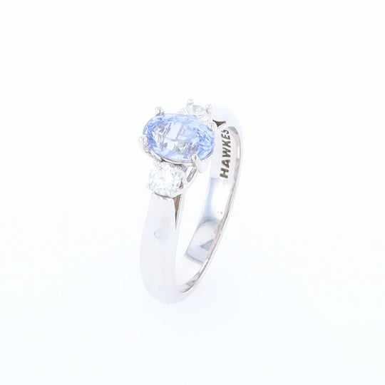 Ceylon Sapphire Three-Stone Trellis Ring