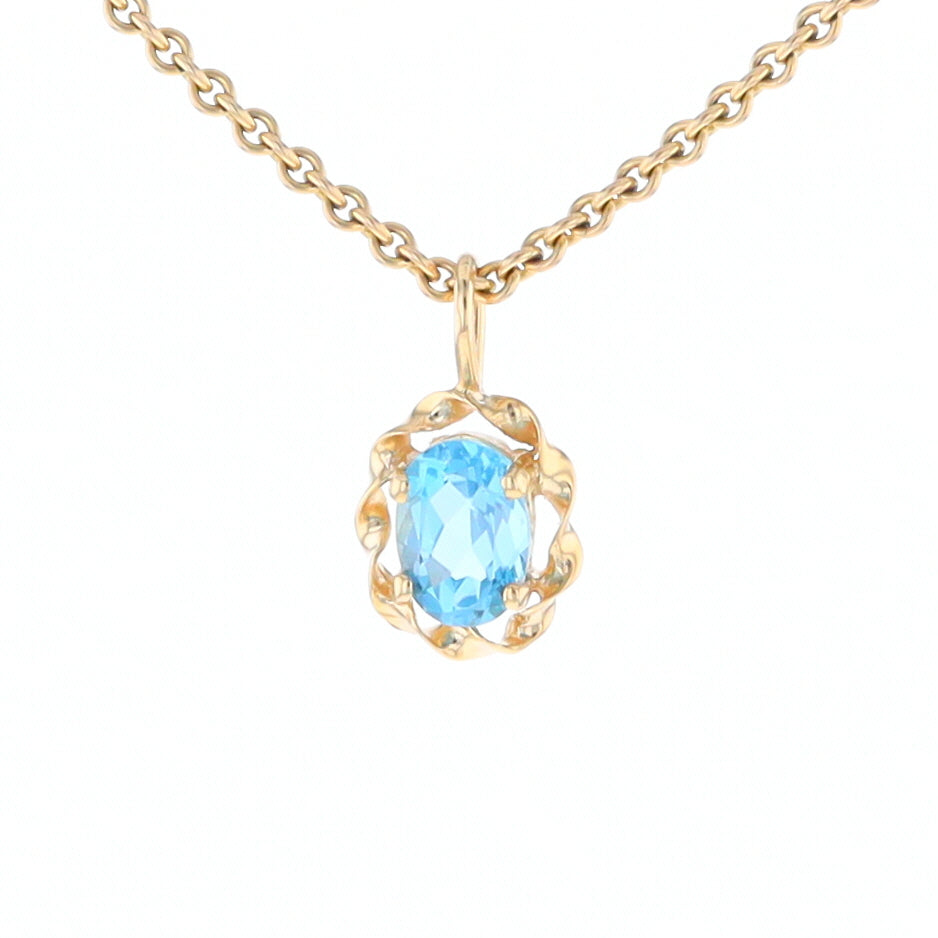 Blue Topaz Twisted Frame Pendant