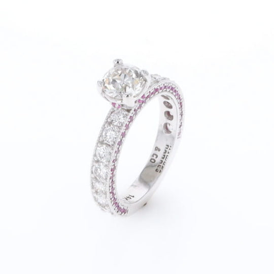 Diamond and Pink Sapphire Engagement Ring
