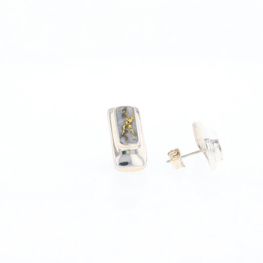 Gold Quartz Inlaid Rectangle Stud Earrings - G3