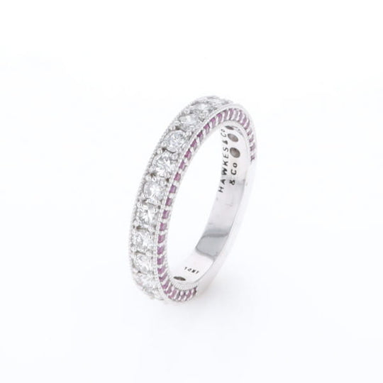 Diamond and Pink Sapphire Wedding Band