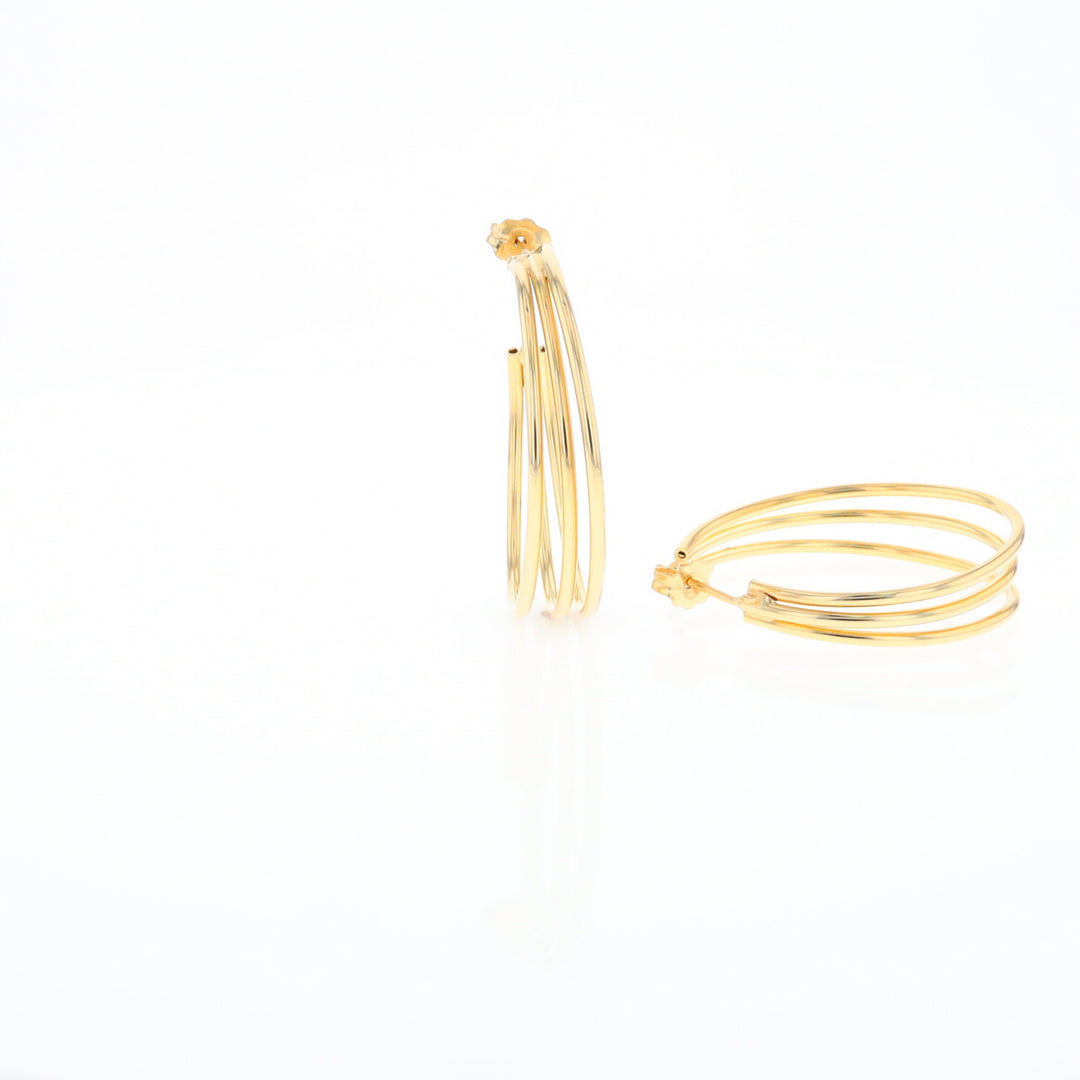 Three Bar Gold Hoop Earrings