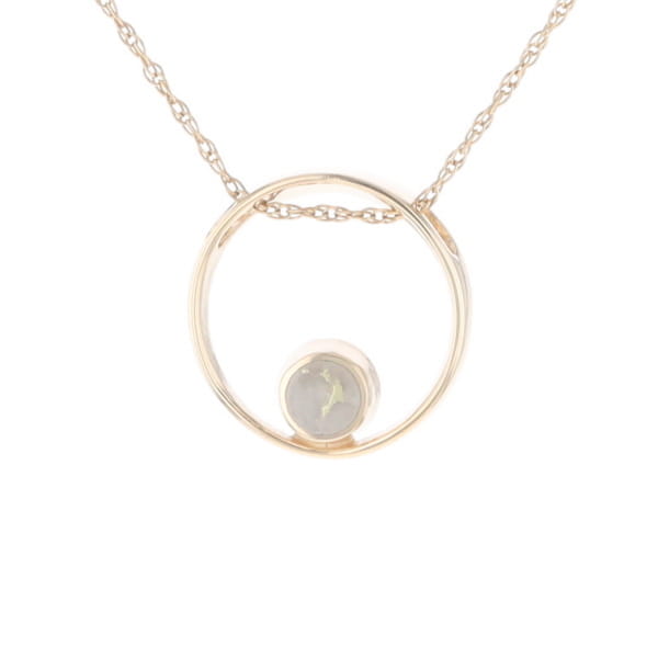 Gold Quartz Pendant Open Circle Design Round Inlay Pendant