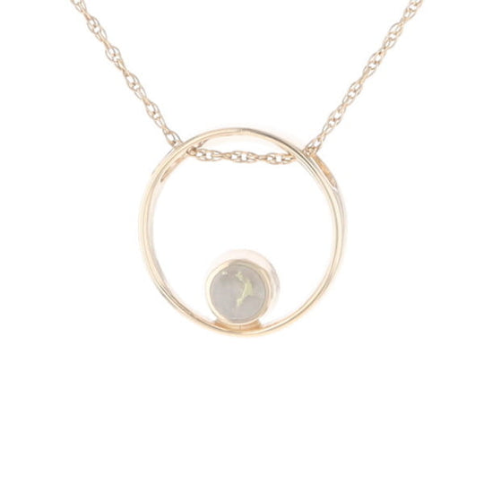 Gold Quartz Pendant Open Circle Design Round Inlay Pendant