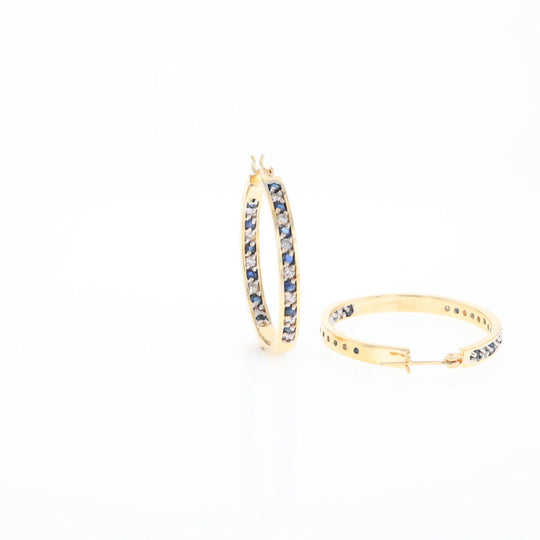 Sapphire & Diamond Hoop Earrings