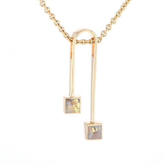 Gold Quartz 2 Square Curved Bar Pendant