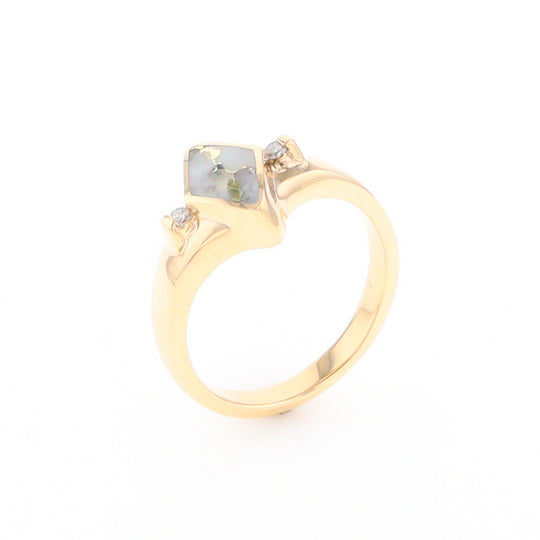 G2 Gold Quartz Ring Diamond Shape Inlaid with 0.05ctw Round Diamonds