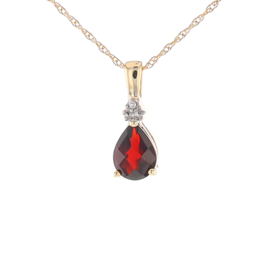 Pear Checkered Garnet Pendant