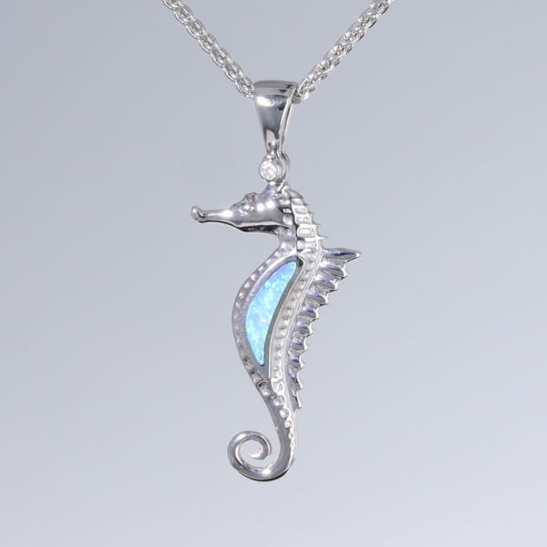 Opal Pendant Inlaid Realistic Sea Horse Design