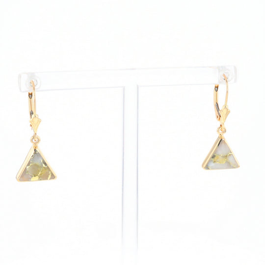 Gold Quartz Triangle Inlaid Earrings - G2