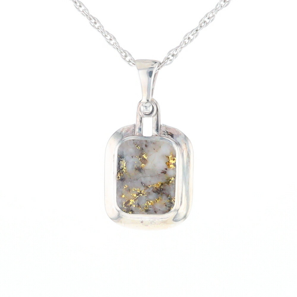 Gold Quartz Rounded Rectangle Pendant