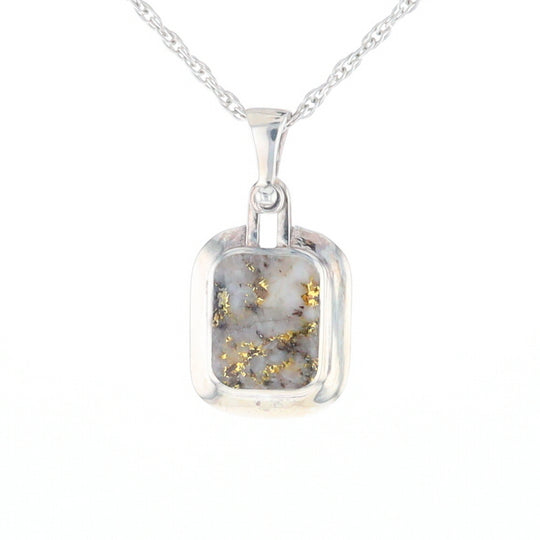 Gold Quartz Rounded Rectangle Pendant