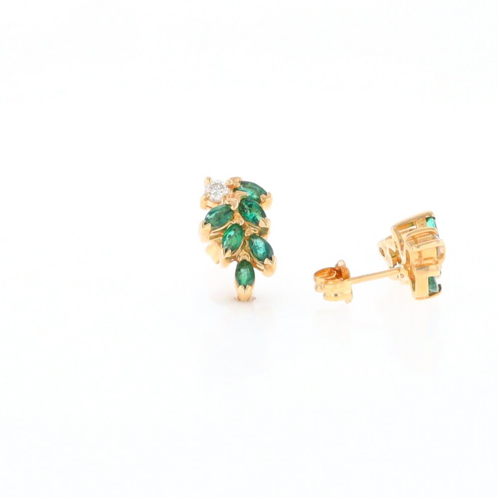 Marquise Emerald Cluster Stud Earrings