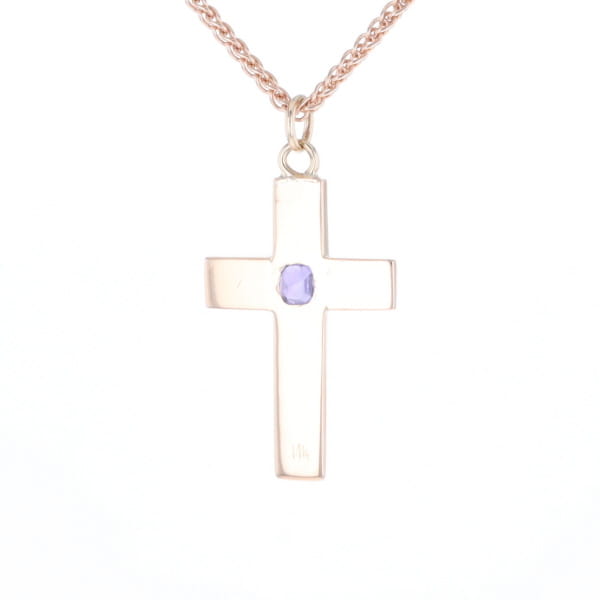 Cross Pendant with Purple Sapphire