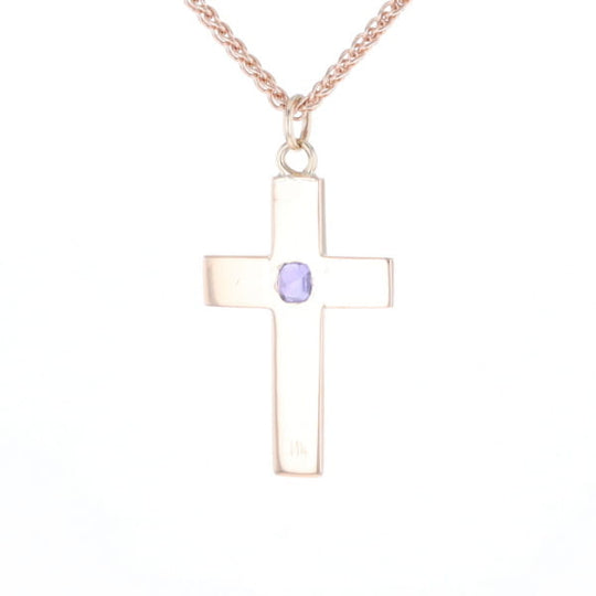Cross Pendant with Purple Sapphire