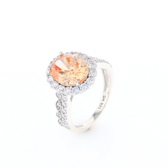 Peach Imitation Topaz Halo Ring