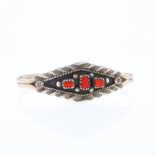 Sterling Silver Coral Cuff Bracelet