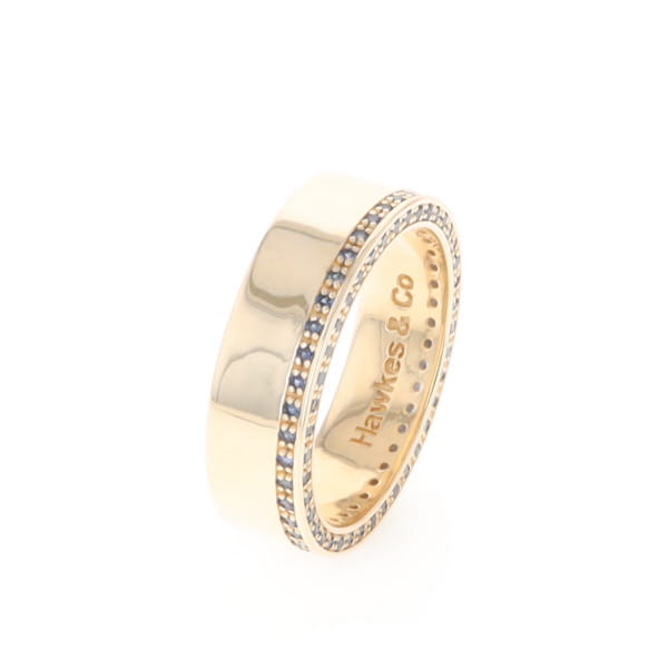 Men's Blue Sapphire Wedding Band Contemporary Design