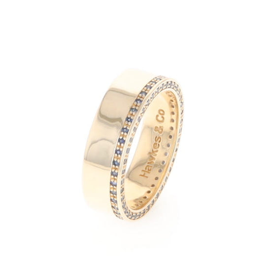 Men's Blue Sapphire Wedding Band Contemporary Design