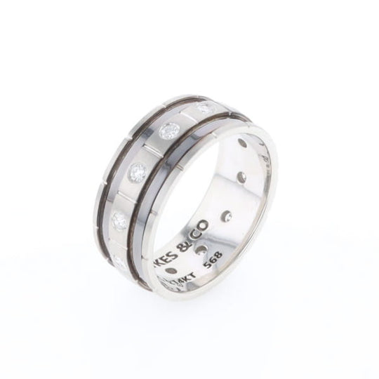 Contemporary Men's Comfort Fit Wedding Band With Diamonds