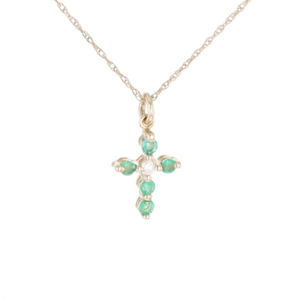 Small Emerald Cross Pendant