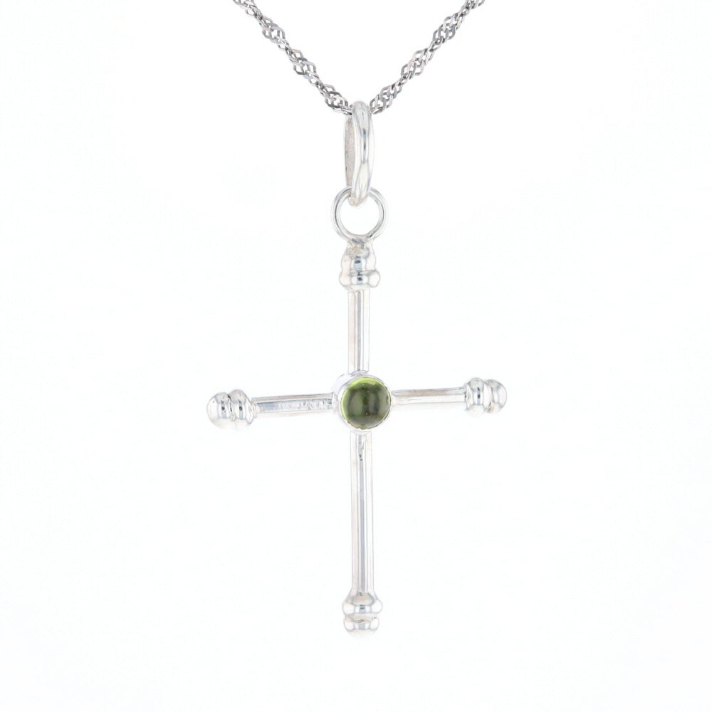 Silver Peridot Cross