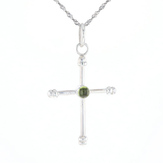 Silver Peridot Cross