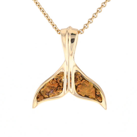 Whale Tail Necklaces Double Natural Nuggets Inlaid Sea Life Pendant