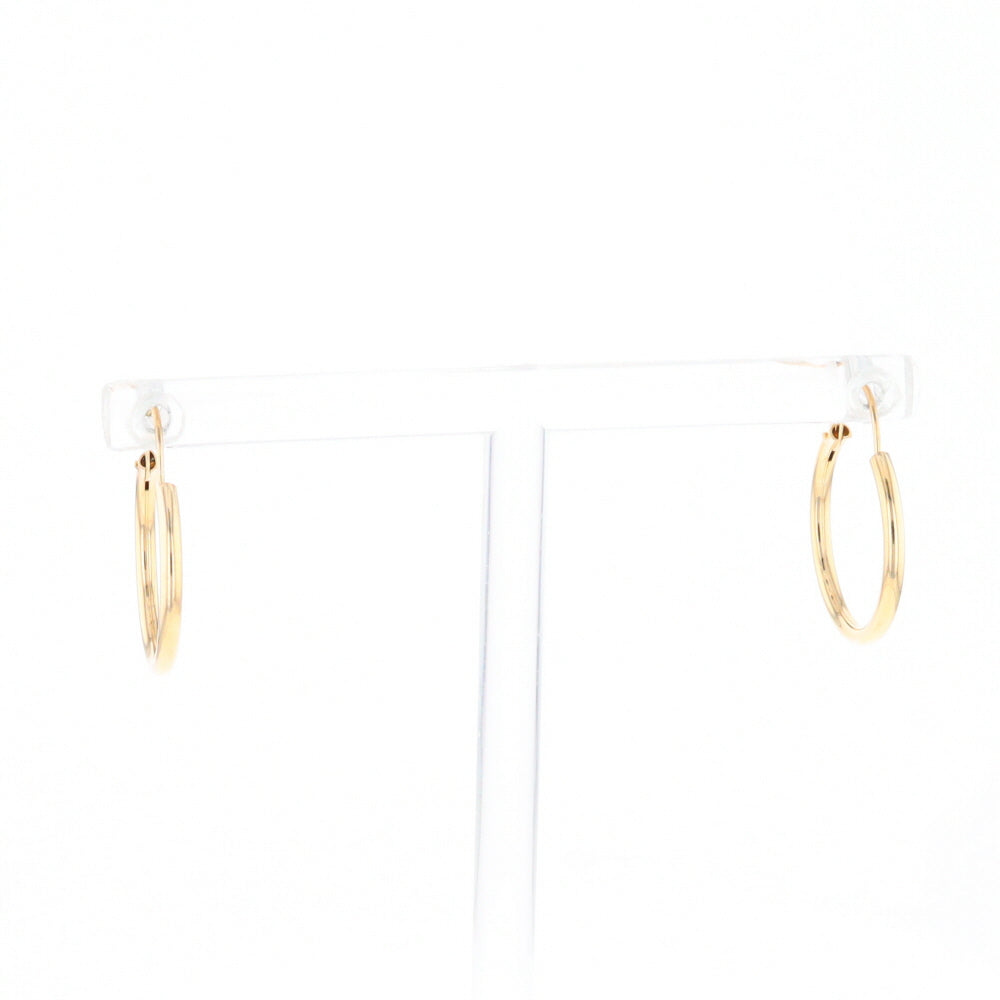 Gold Hollow Tube Hoop Earrings