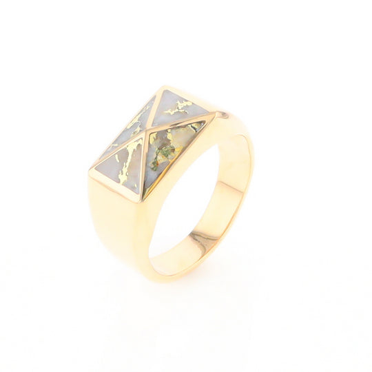 Four Section Gold Quartz Inlaid Men's Ring G2