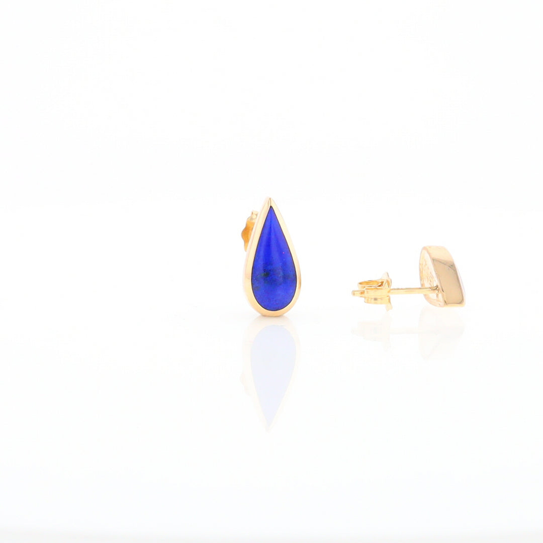 Lapis Tear Drop Inlaid Earrings