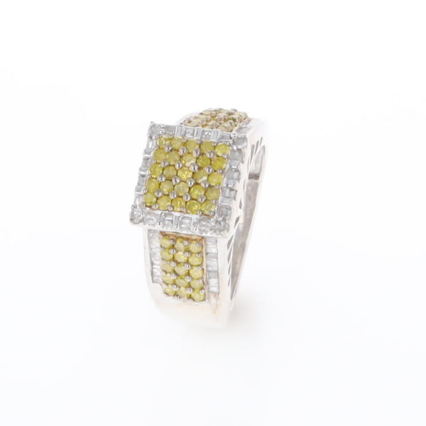 Yellow and White Diamond Filigree Design Ring