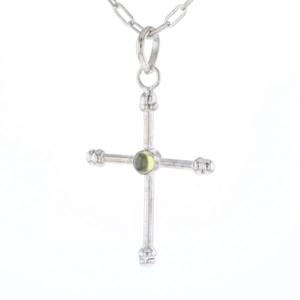 Silver Peridot Cross