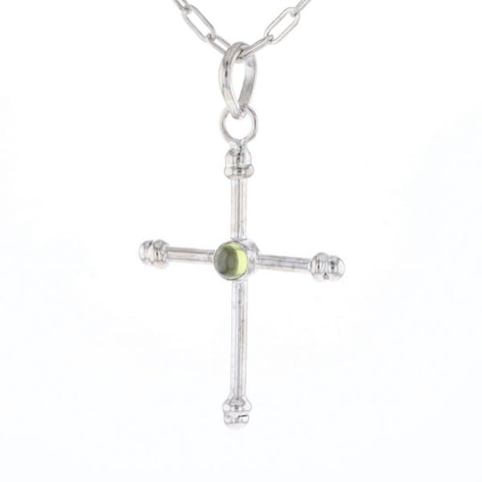 Silver Peridot Cross