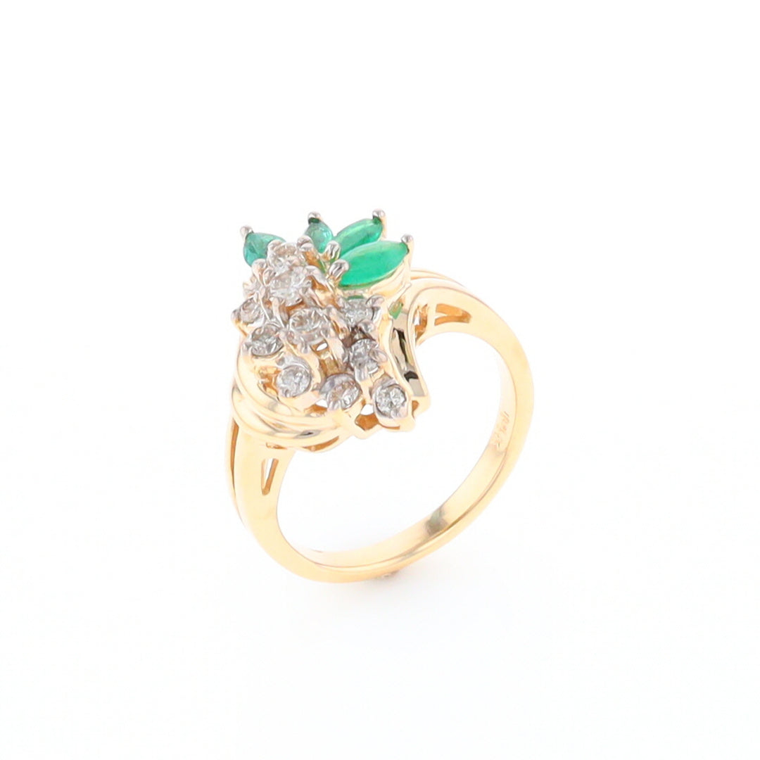 Emerald and Diamond Cluster Ring