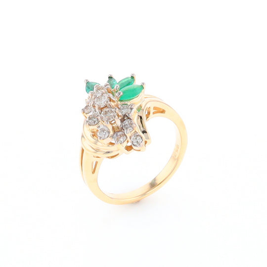 Emerald and Diamond Cluster Ring