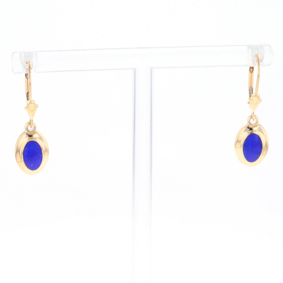 Oval Lapis Inlaid Earrings