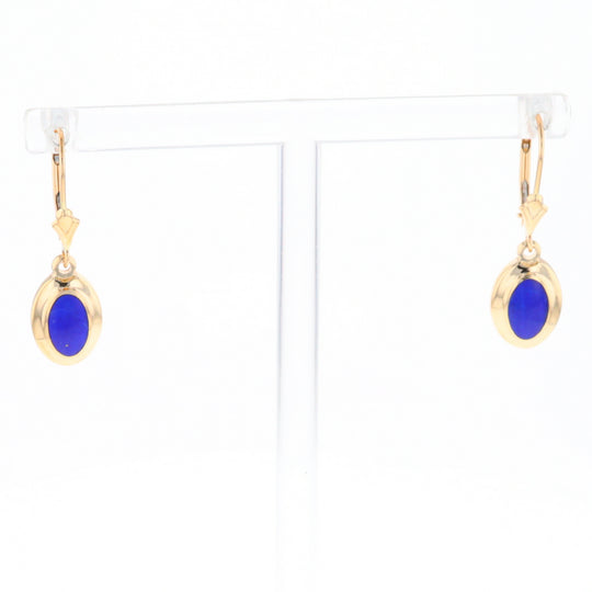 Oval Lapis Inlaid Earrings