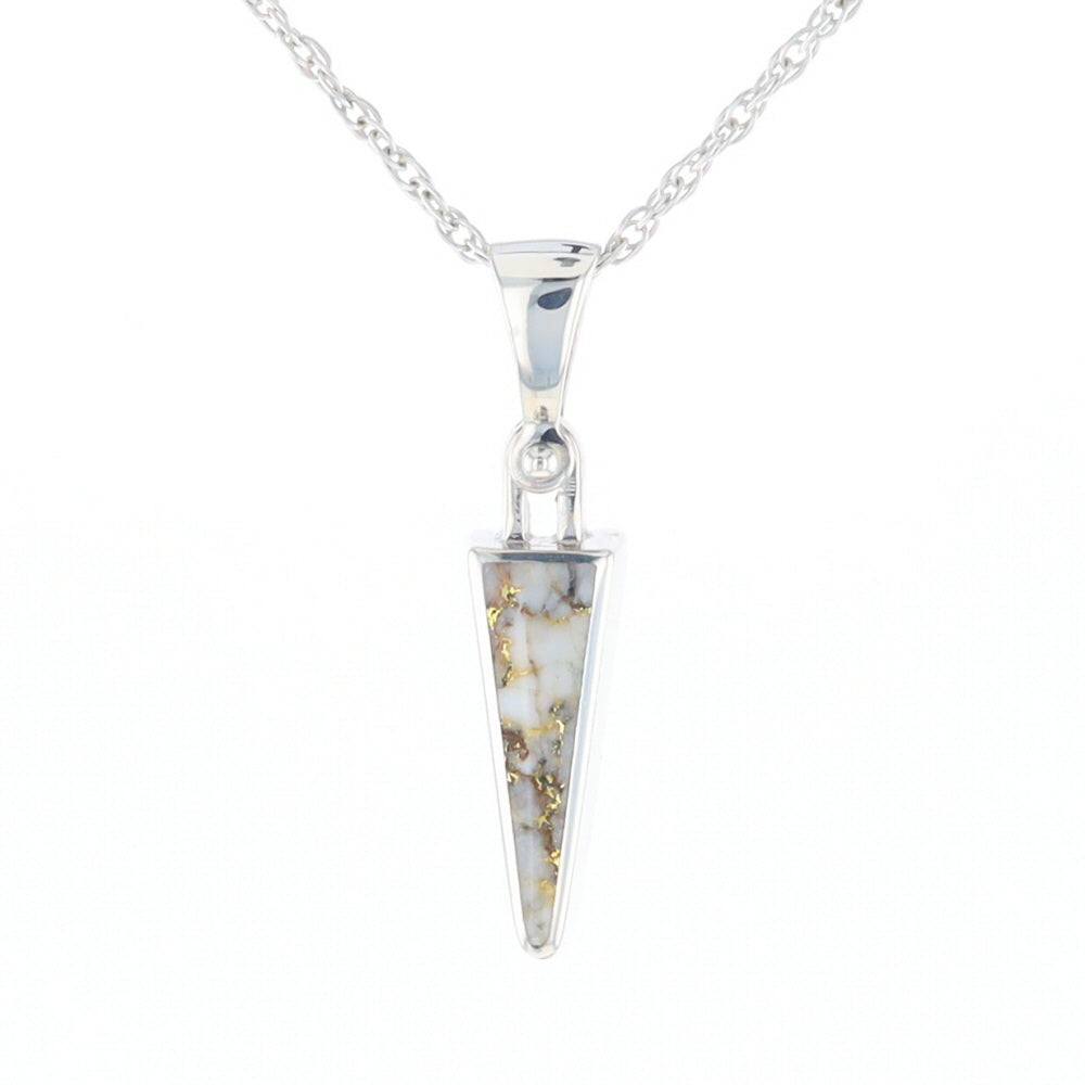 Gold Quartz Upside Down Triangle Pendant