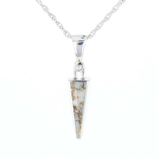 Gold Quartz Upside Down Triangle Pendant