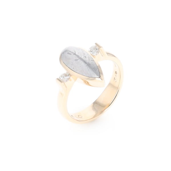 Meteorite Pear Shape Inlay Ring