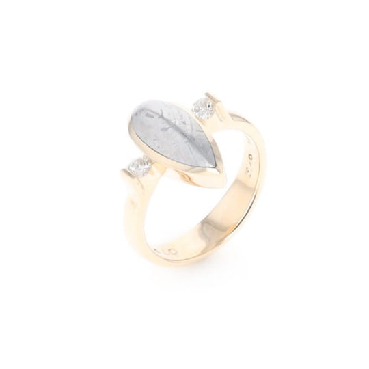 Meteorite Pear Shape Inlay Ring
