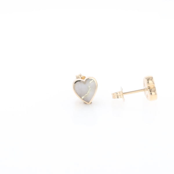 Gold Quartz Heart Stud Earrings - G2