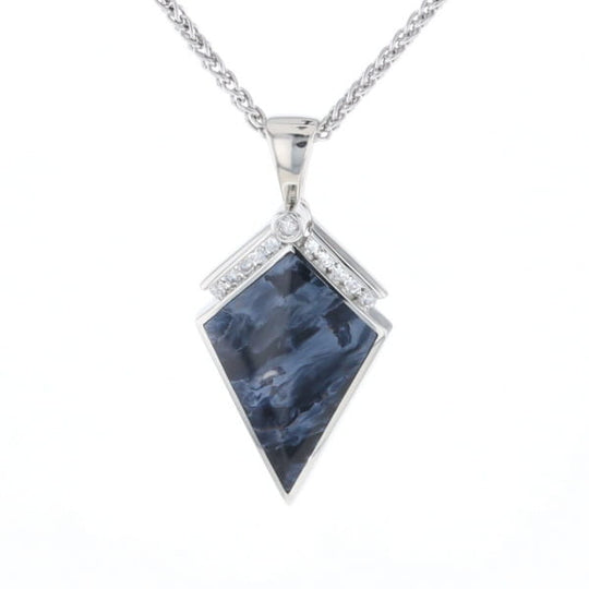 Pietersite Kite Shaped Inlaid Pendant with 0.19ctw Diamonds