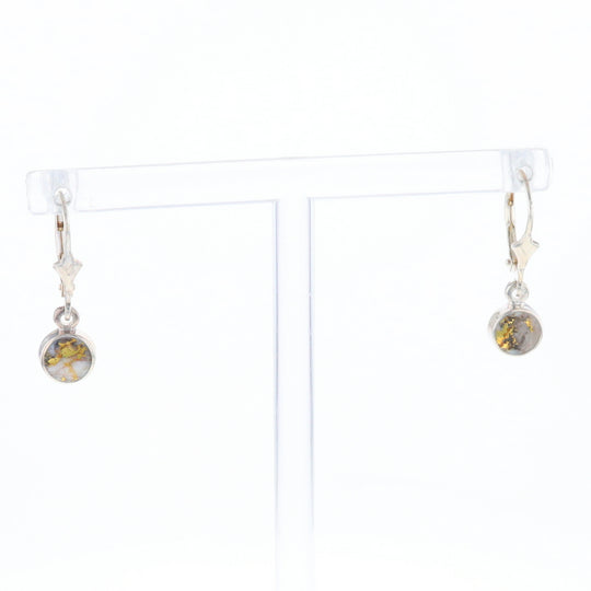 Gold Quartz Inlaid Round Bezel Earrings