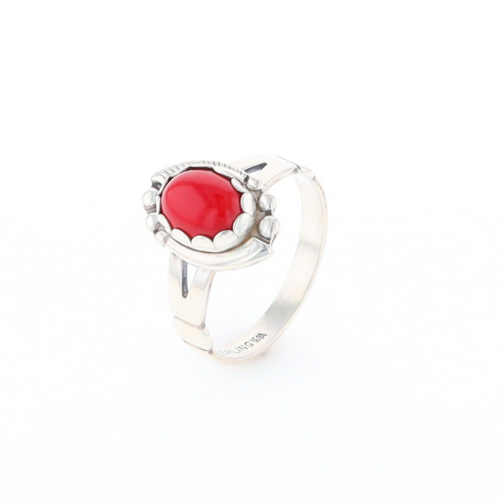 Native American Oval Coral Ring