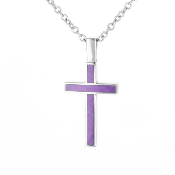 Sugilite 3 Section Inlaid Cross Pendant