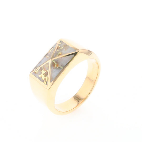 Four Section Gold Quartz Inlaid Men's Ring G2